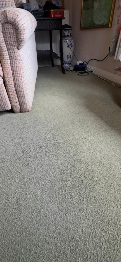 The same lounge carpet after professional cleaning